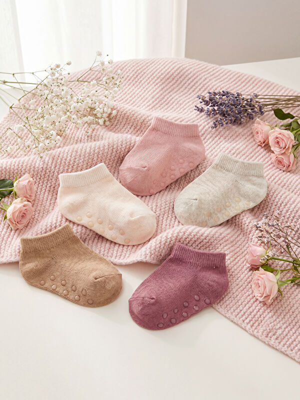 LCW baby جورابە گۆرەوەکانی منداڵە کچان بە قاڵبی ناوهێنەر 5 پارچە