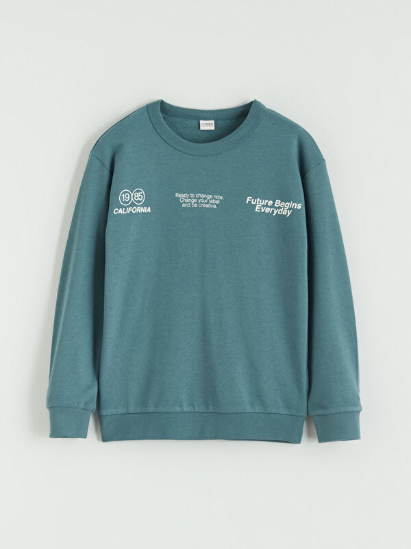 LCW Kids Bisiklet Yaka Baskılı Erkek Çocuk Sweatshirt