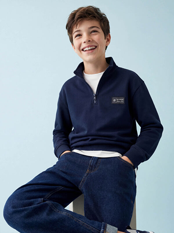 LCW Kids Yarım Fermuarlı Yaka Erkek Çocuk Sweatshirt