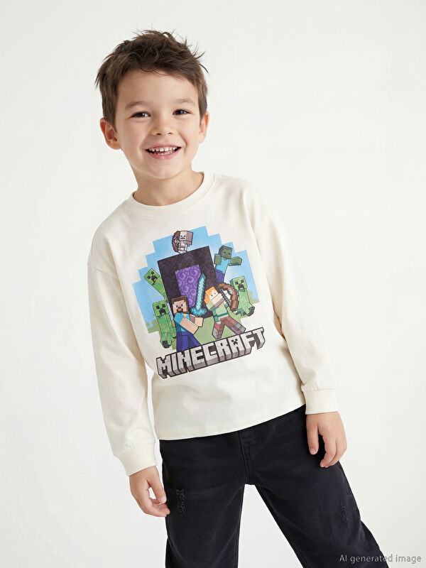 LCW Kids Minecraft Baskılı Erkek Çocuk Tişört