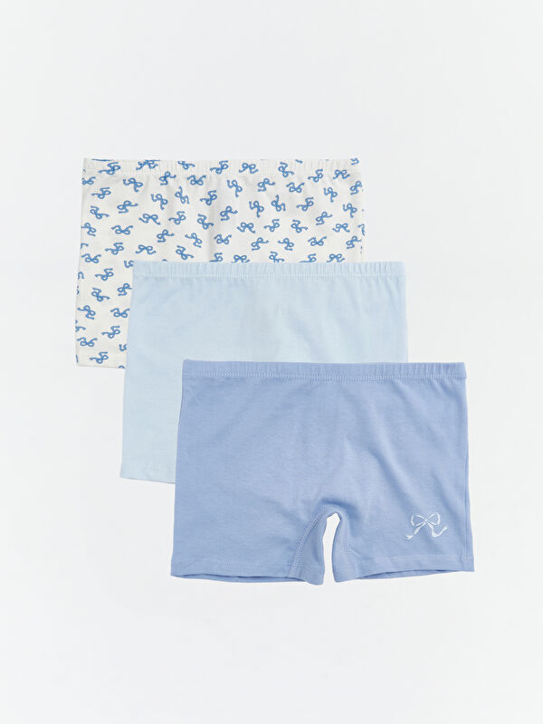 LCW Kids Fiyonk Baskılı Kız Çocuk 3'lü Boxer