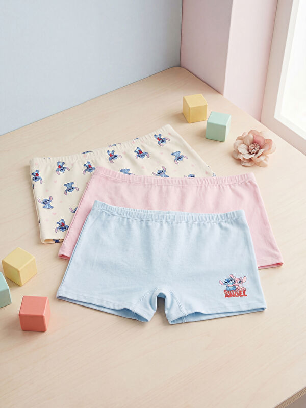 LCW Kids Set de 3 boxeri pentru fete cu imprimeu Stitch și Angel