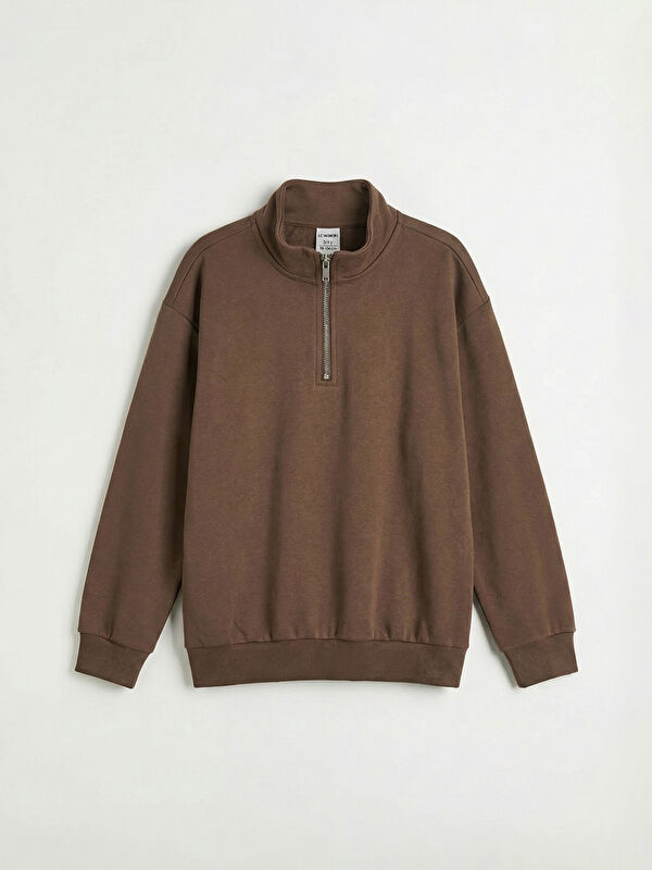 LCW Kids Dik Yaka Fermuarlı Erkek Çocuk Sweatshirt