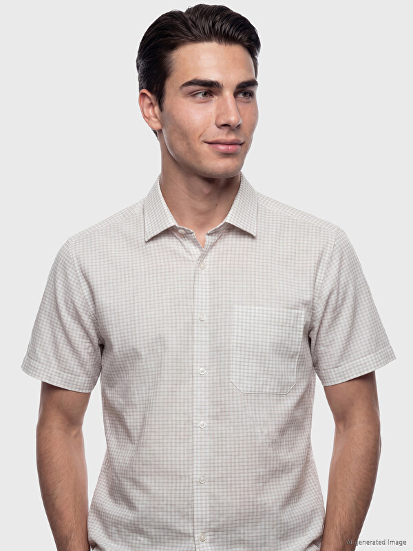 LCW BUSINESS Regular Fit Men's Short Sleeve Plaid Dobby Shirt