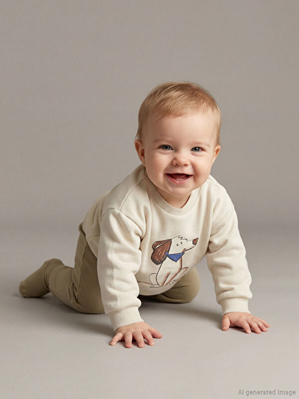 LCW baby Baskılı Erkek Bebek Sweatshirt ve Eşofman Altı