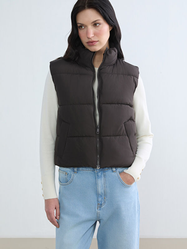 LCW EVERYDAY Women's Stand-Up Collar Puffer Vest