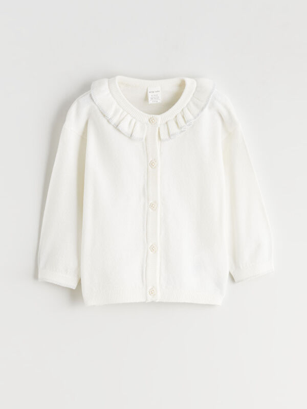 LCW baby Cardigan en tricot à volants pour bébé fille avec col rond.