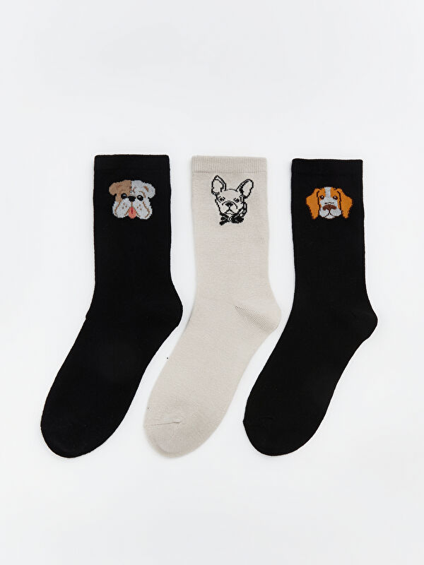 LCW DREAM Dog Patterned Women's Ankle Socks 3-pack