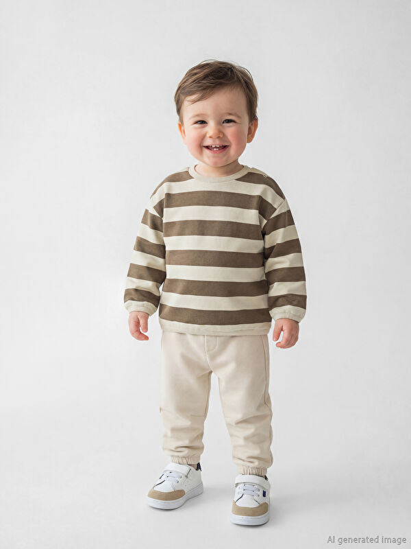 LCW baby Çizgili Erkek Bebek Sweatshirt ve Eşofman Altı