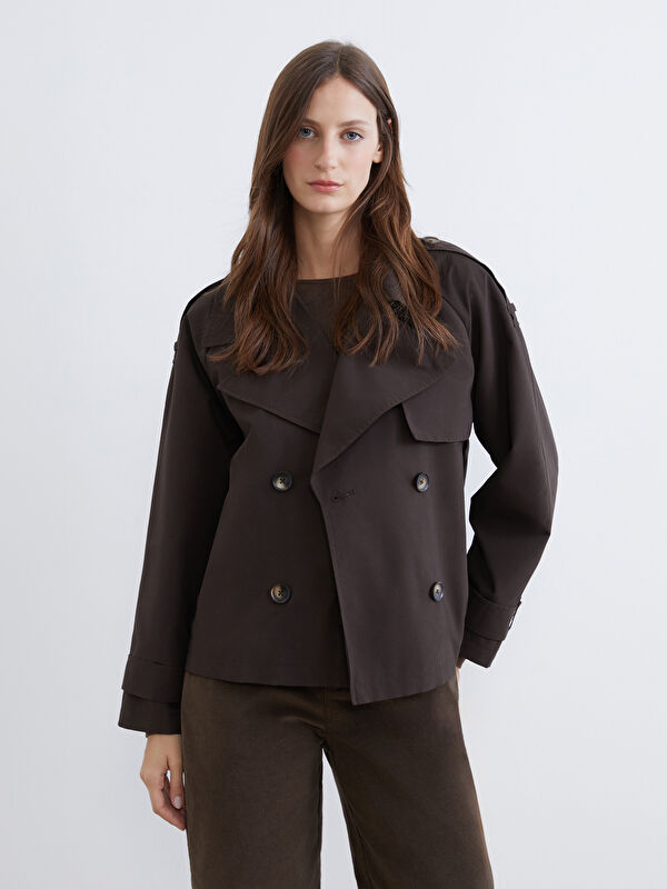 LCWAIKIKI Classic Kruvaze Yaka Oversize Kadın Trençkot
