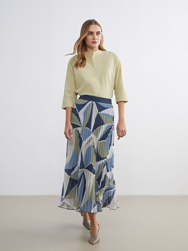 LCWAIKIKI Classic Elastic Waist Patterned Chiffon Pleated Skirt