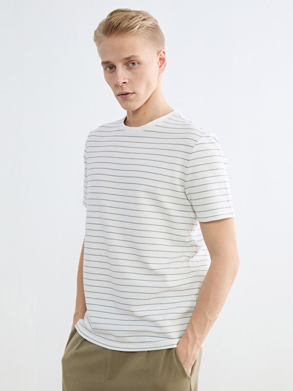 SOUTHBLUE Men's Striped Crewneck T-Shirt