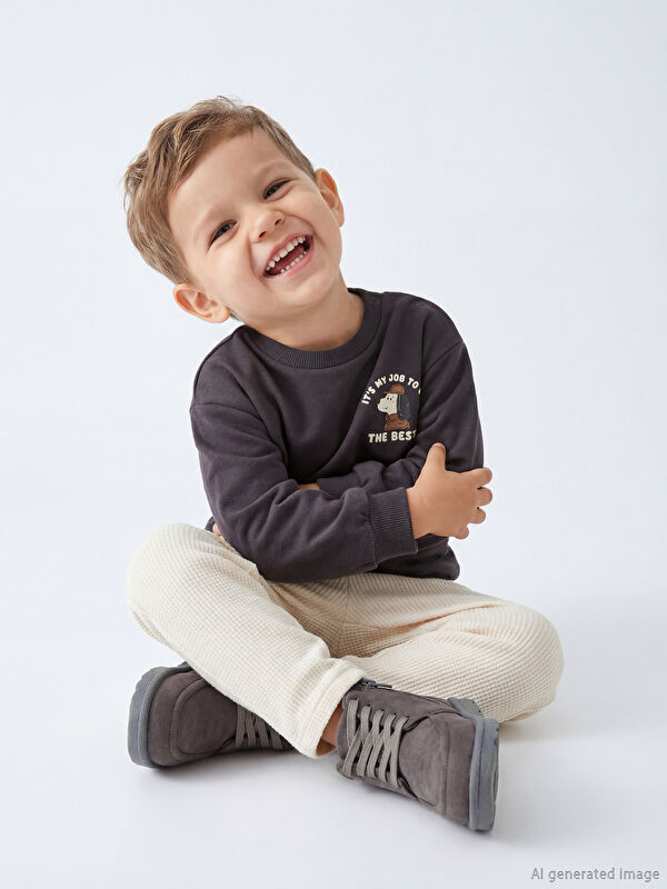 LCW baby Baskılı Erkek Bebek Sweatshirt ve Eşofman Altı