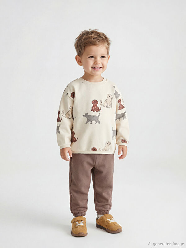 LCW baby Baskılı Erkek Bebek Sweatshirt ve Eşofman Altı