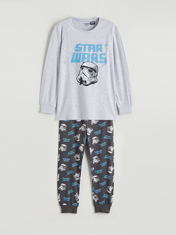LCW Kids Bisiklet Yaka Star Wars Baskılı Erkek Çocuk Pijama Takımı