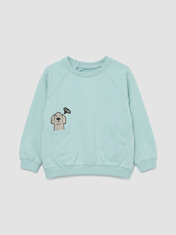 LCW baby Bisiklet Yaka Baskılı Erkek Bebek Sweatshirt