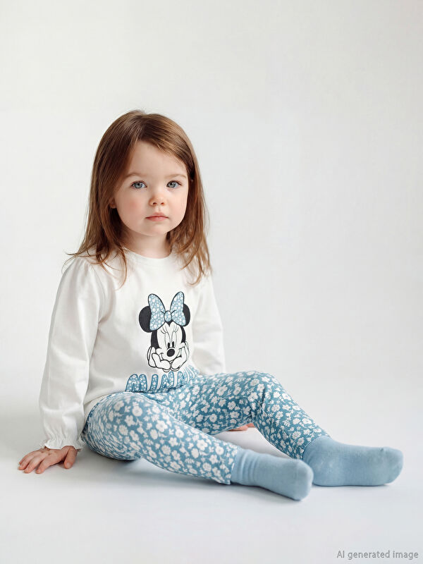 LCW baby Minnie Mouse Print Baby Girl T-Shirt and Leggings