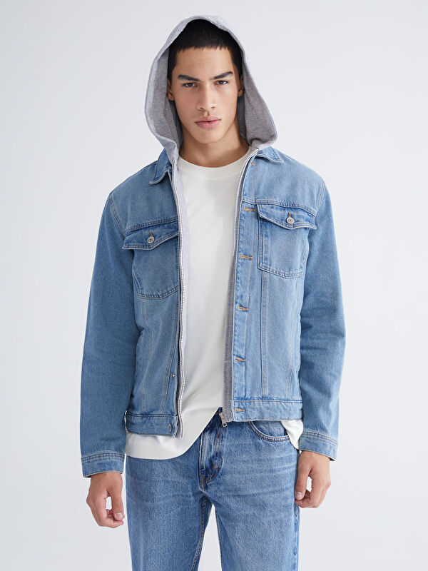 LCW Jeans Ерлерге арналған капюшонды деним джинс күртеше