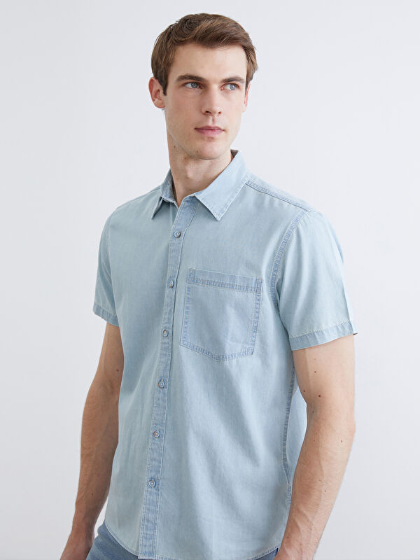 LCW Jeans Regular Fit Short Sleeve Men's Denim Shirt