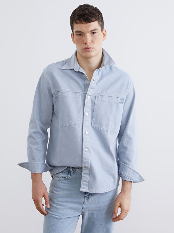 LCW Jeans Мужская свободная джинсовая рубашка
