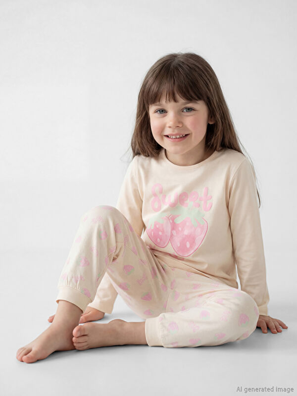 LCW Kids سێتی بیجامەی چاپکراوی کچان بە قۆڵ درێژ