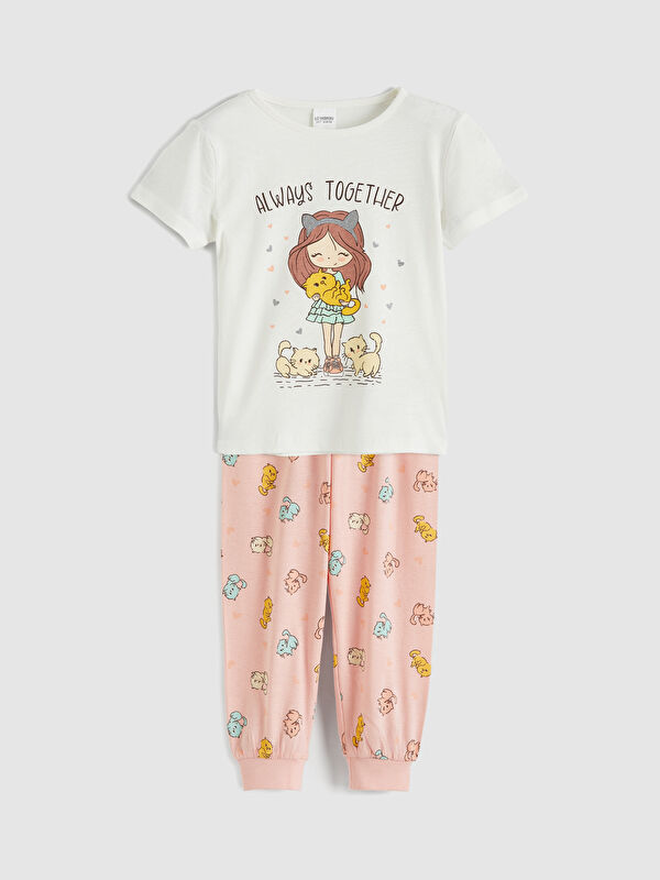 LCW Kids سێتی بیجامەی قۆڵ كورت بۆ كچان