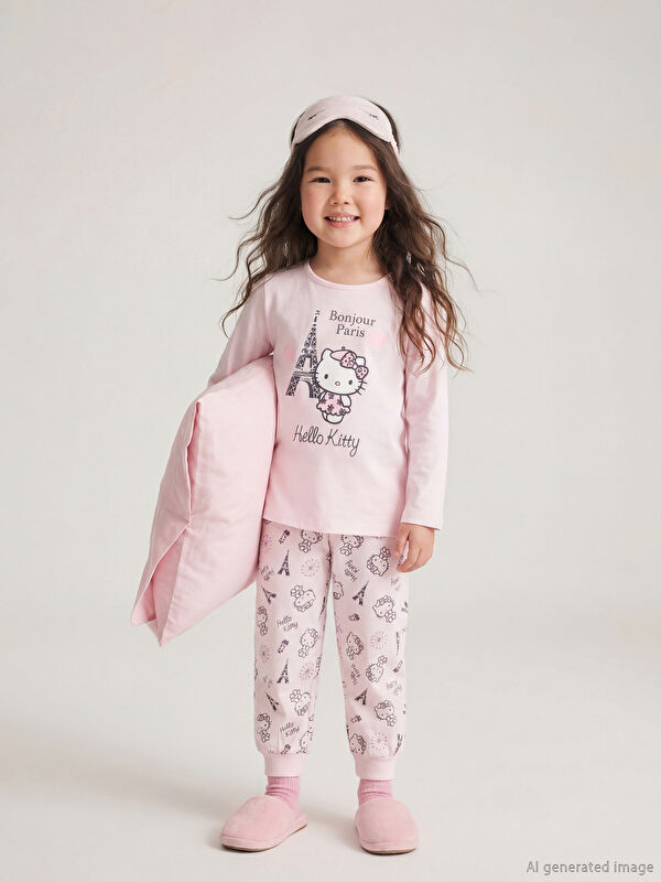 LCW Kids Hello Kitty Baskılı Kız Çocuk Pijama Takımı