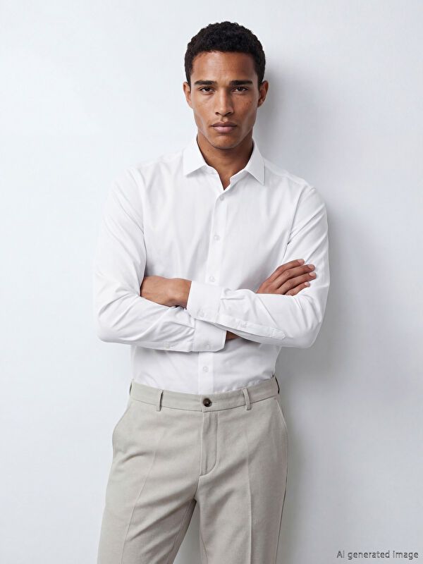 LCW BUSINESS Slim Fit Armürlü Erkek Gömlek