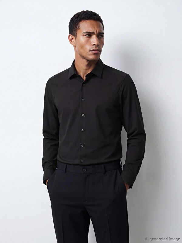 LCW BUSINESS Slim Fit Armürlü Erkek Gömlek