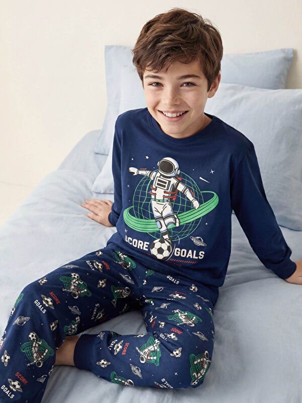 LCW Kids Bisiklet Yaka Erkek Çocuk Pijama Takımı