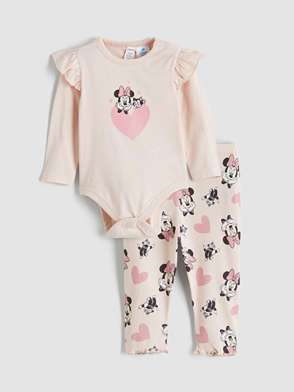 LCW baby Minnie Mouse Printed Baby Girls' Snap Bodysuit and Leggings