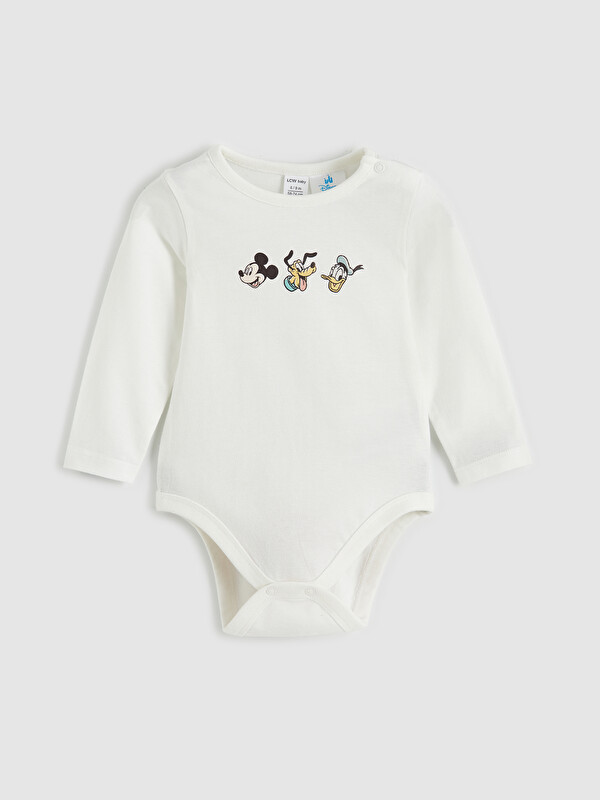 LCW baby Mickey Mouse Baskılı Erkek Bebek Çıtçıtlı Body