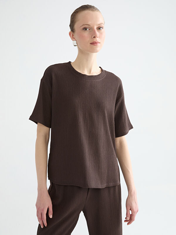 LCW Comfort Crew Neck Textured Women's T-Shirt
