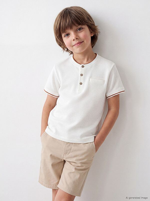 LCW Kids T-shirt jersey me jakë Henley për djem