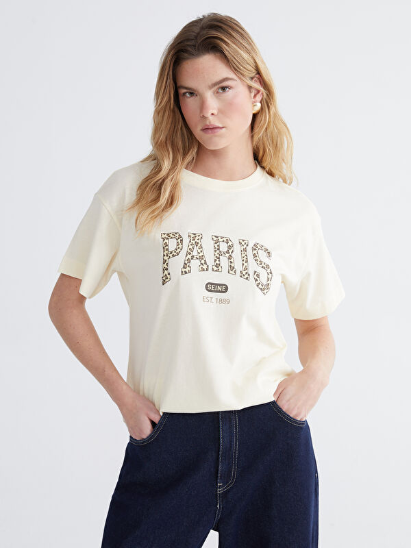 LCW Comfort Paris Print Crew Neck Women's T-Shirt