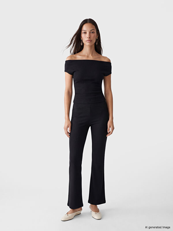 LCWAIKIKI Maternity High Waist Ribbed Flare Women's Leggings