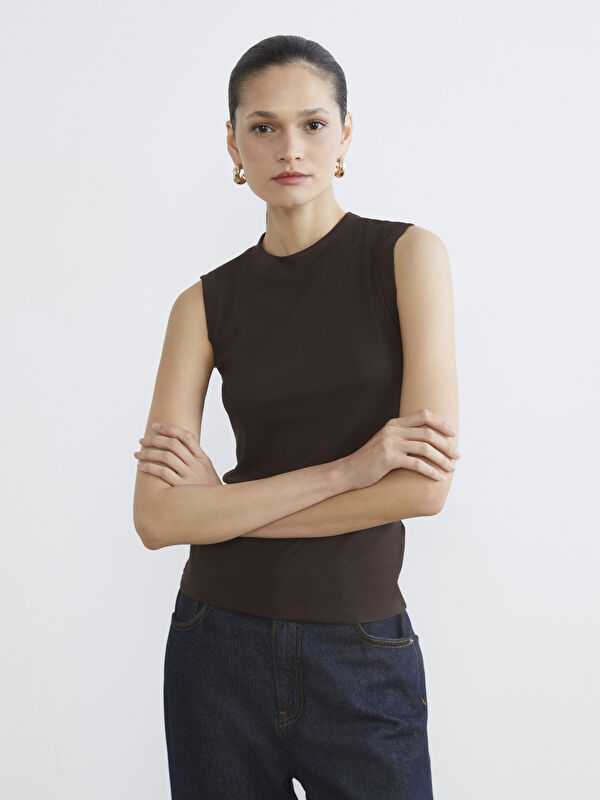 LCW Modest Dik Yaka Fitilli Kadın Body	
