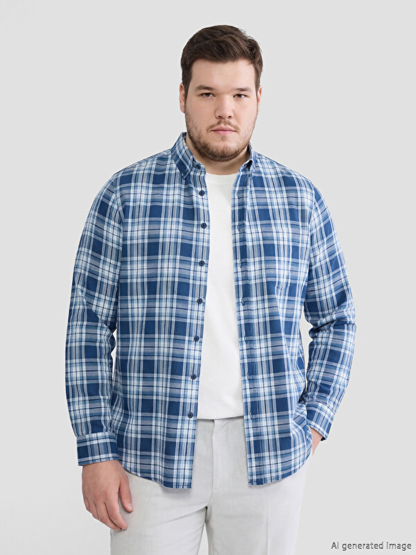 LCWAIKIKI Classic Regular Fit Uzun Kollu Ekose Armürlü Erkek Gömlek