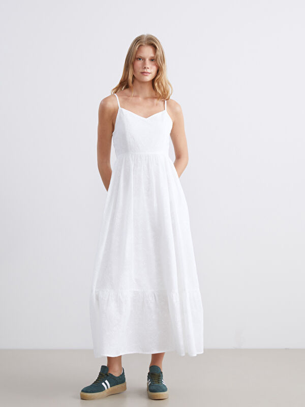XSIDE V-Neck Floral Embroidered Strappy Dress