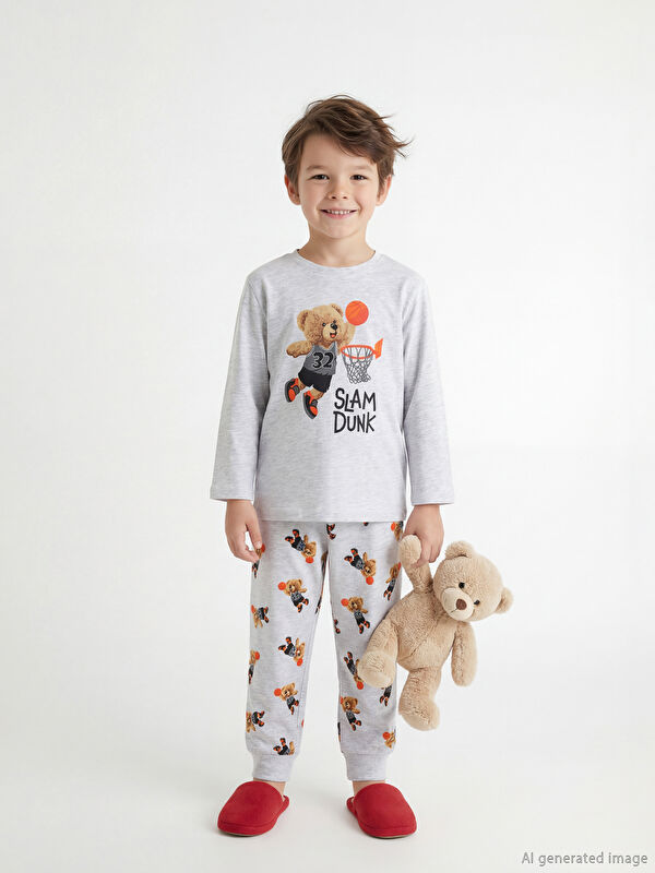 LCW Kids Baskılı Erkek Çocuk Penye Pijama Takım