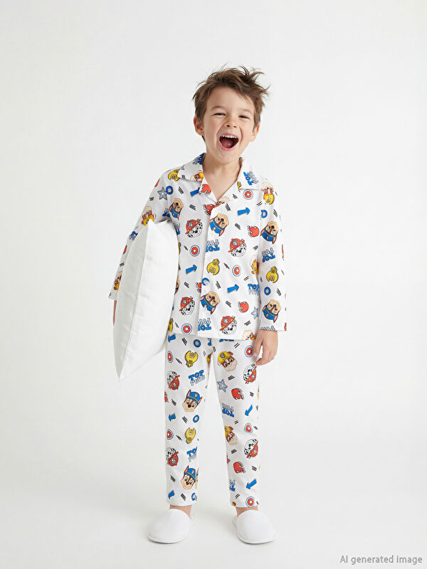LCW Kids Paw Patrol Baskılı Erkek Çocuk Penye Pijama Takımı