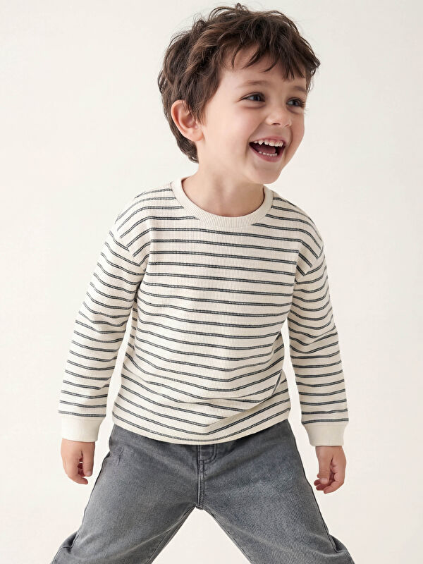 LCW Kids Çizgili Uzun Kollu Erkek Çocuk Tişört