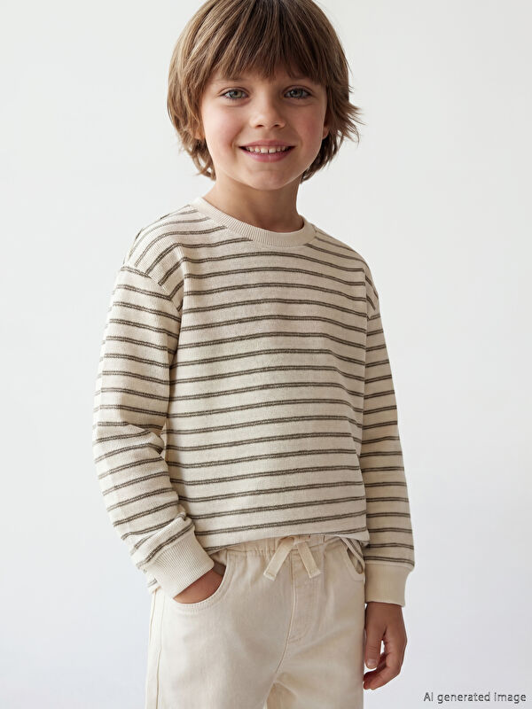 LCW Kids Çizgili Uzun Kollu Erkek Çocuk Tişört