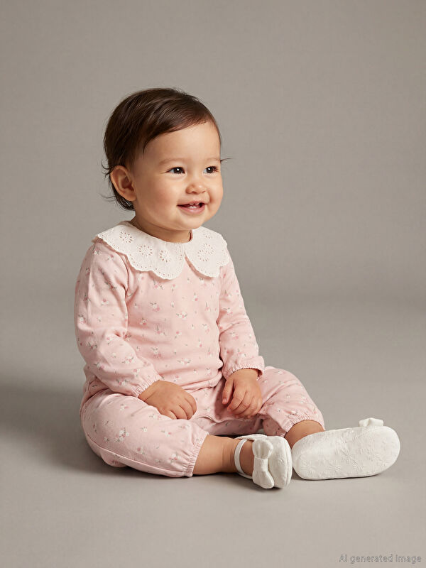 LCW baby Floral Peter Pan Collar Baby Girl Romper