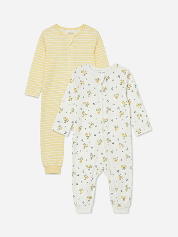 LCW baby Bisiklet Yaka Kız Bebek Tulum 2'li