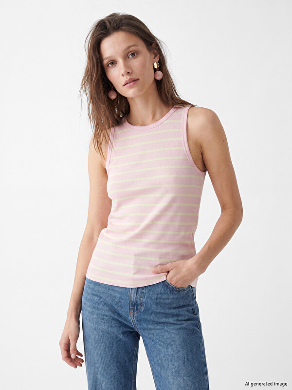 LCW Modest Crew Neck Striped Women's Tank Top