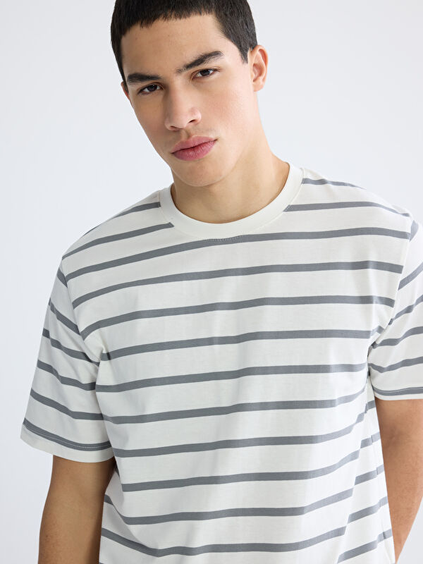 XSIDE Striped crew-neck jersey T-shirt for men