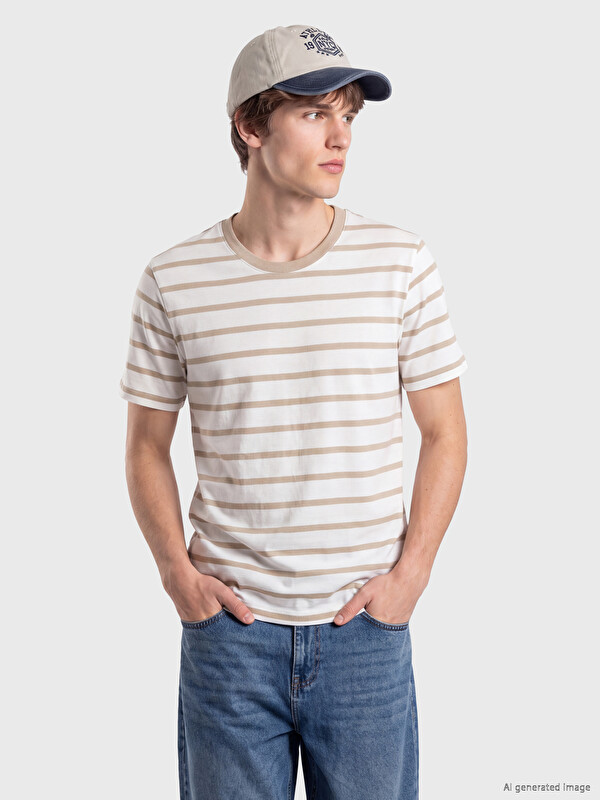 XSIDE Crew Neck Striped Jersey Men's T-Shirt