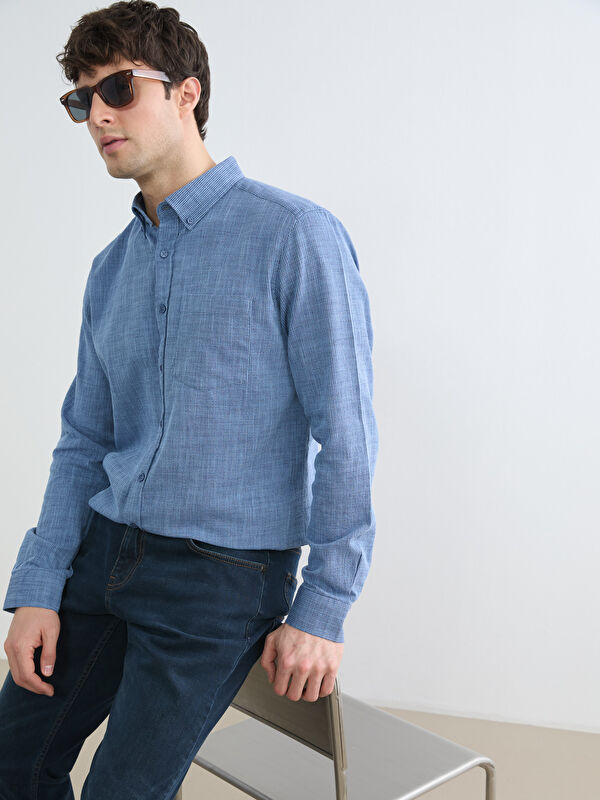 LCWAIKIKI Classic Regular Fit Armürlü Erkek Gömlek