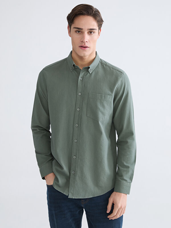 LCWAIKIKI Classic Regular Fit Armürlü Erkek Gömlek